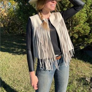 Faux Leather Fringe Vest